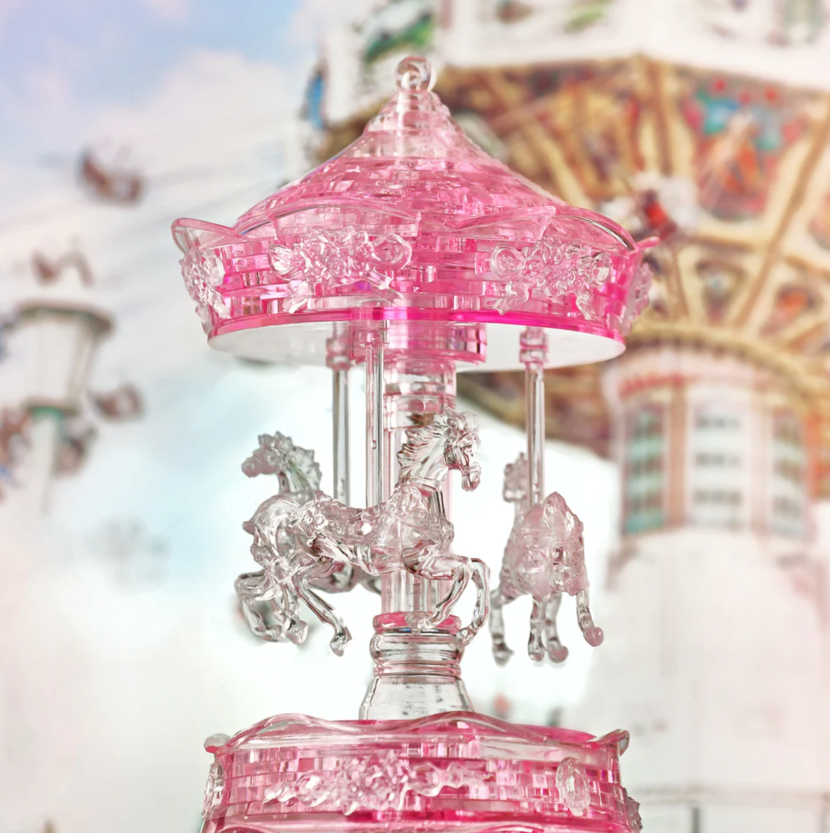 3D Crystal Puzzle - Carousel (Pink): 83 Pcs