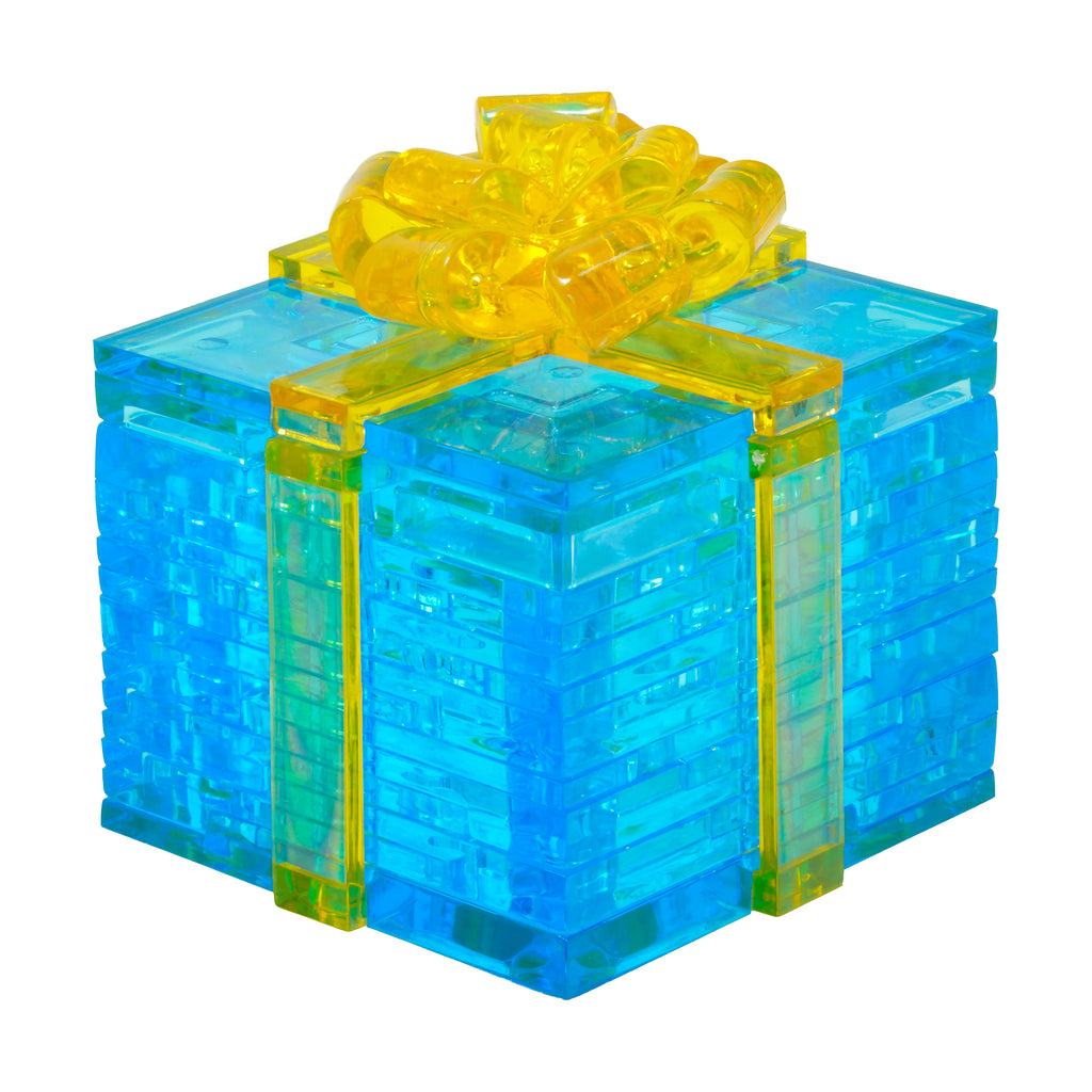 areyougamemart.com 3D Crystal Puzzle - Gift Box (Blue with Yellow Ribbon): 38 Pcs