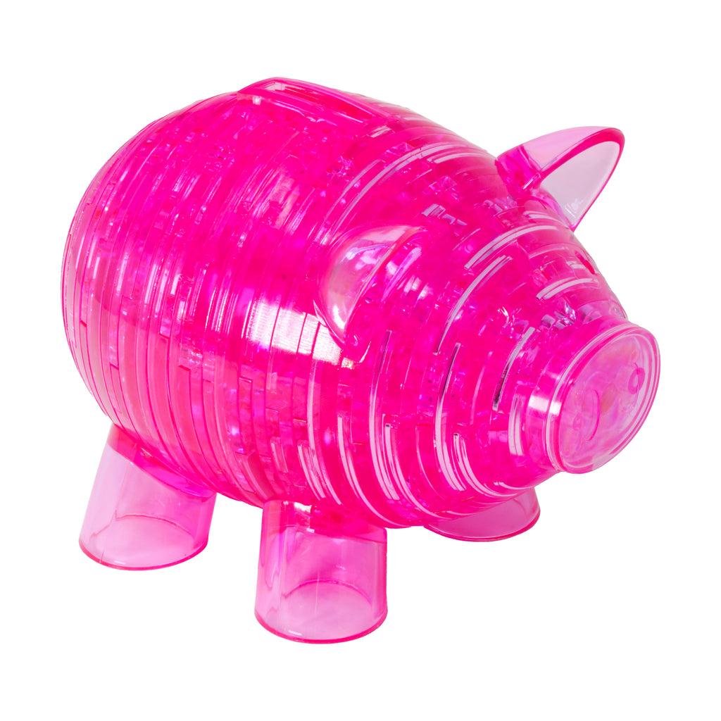 areyougamemart.com 3D Crystal Puzzle - Deluxe Piggy Bank with Stickers (Hot Pink): 93 Pcs