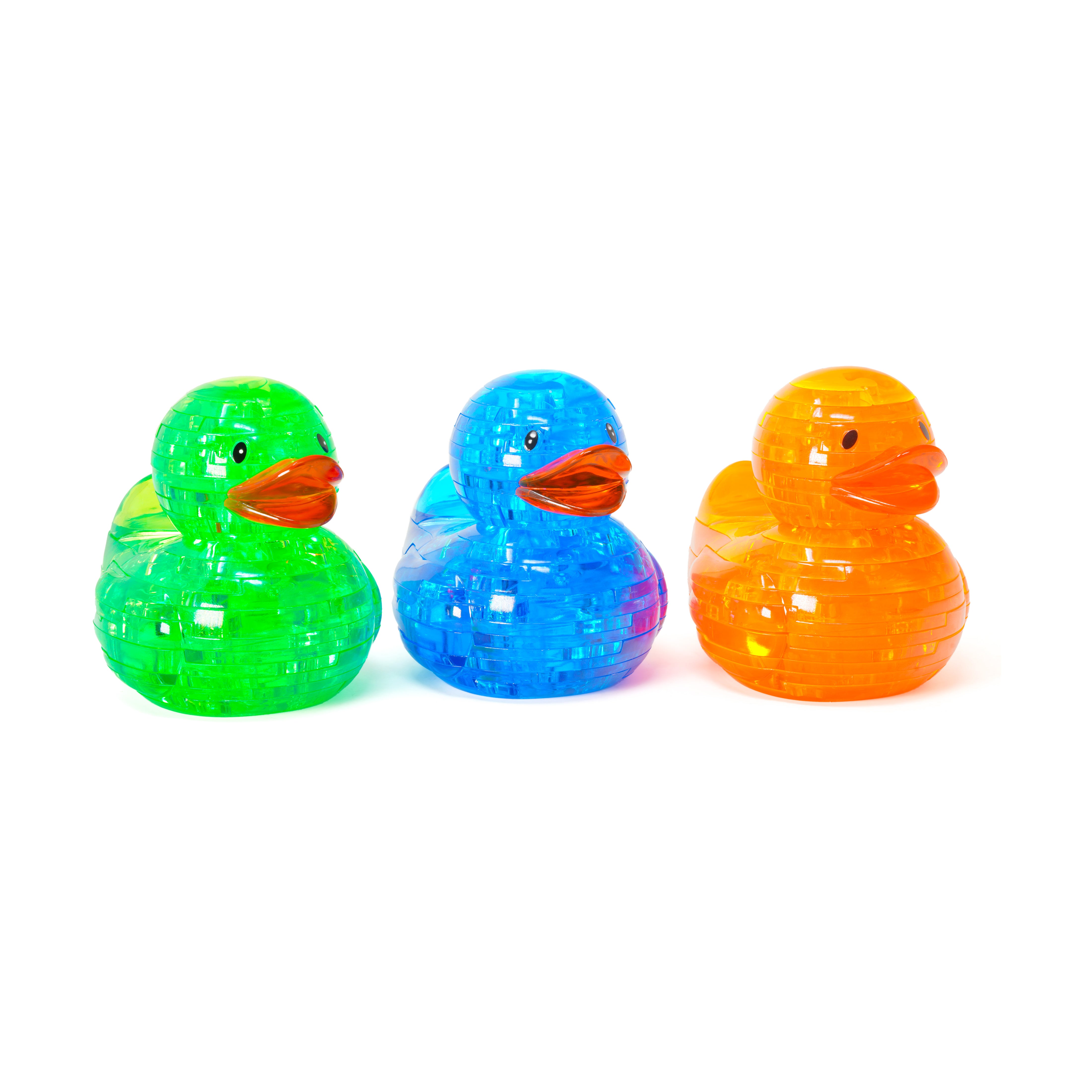3D Crystal Puzzle - Deluxe Rubber Ducks 3-Pack (Neon Orange/Green/Blue): 129 Pcs
