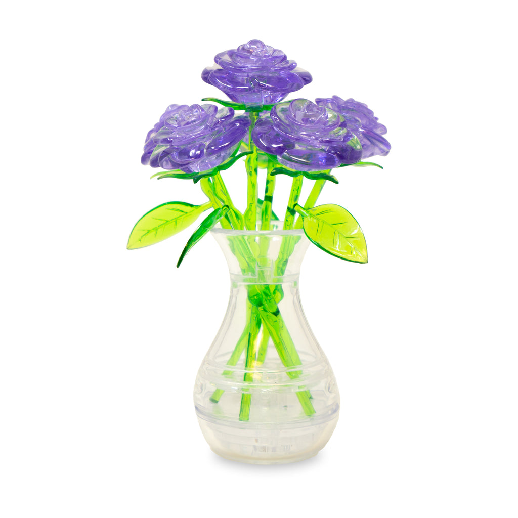 areyougamemart.com 3D Crystal Puzzle - Roses in a Vase (Purple): 47 Pcs